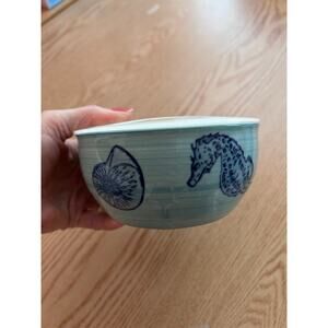 Miyabi Hand Painted Ceramic Dish Lid Tropical🐠seahorse seashell🐚5 1/4”x2 1/2”